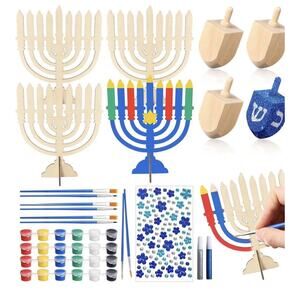 YumSur Hanukkah DIY Wooden Craft Kit, Make Your Own Menorah